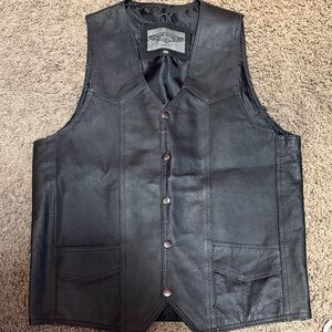 Bikers Dream Apparel Black Leather Vest Size 42  Live To Ride